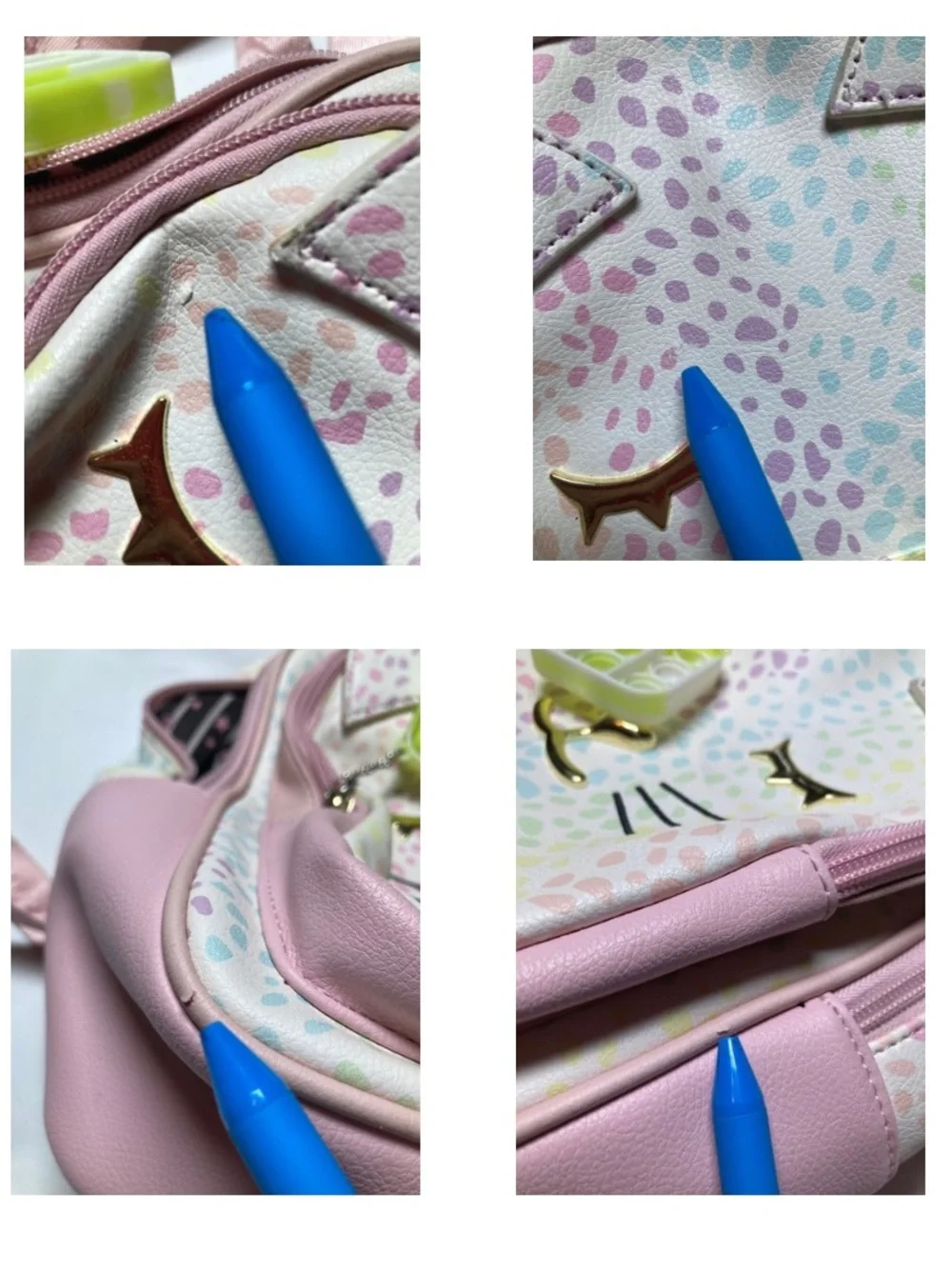 Luv Betsey Johnson Lexy Kitsch Mini Cat Backpack Pink Pastel Dots Print Coquette